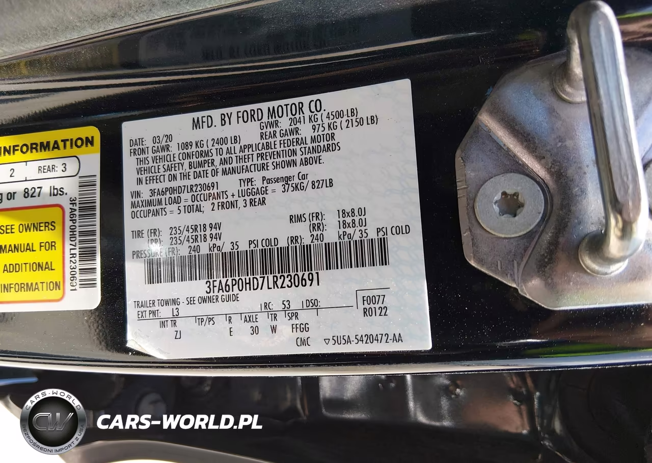 2020 Ford Fusion Se VIN:3FA6P0HD7LR230691 - 9