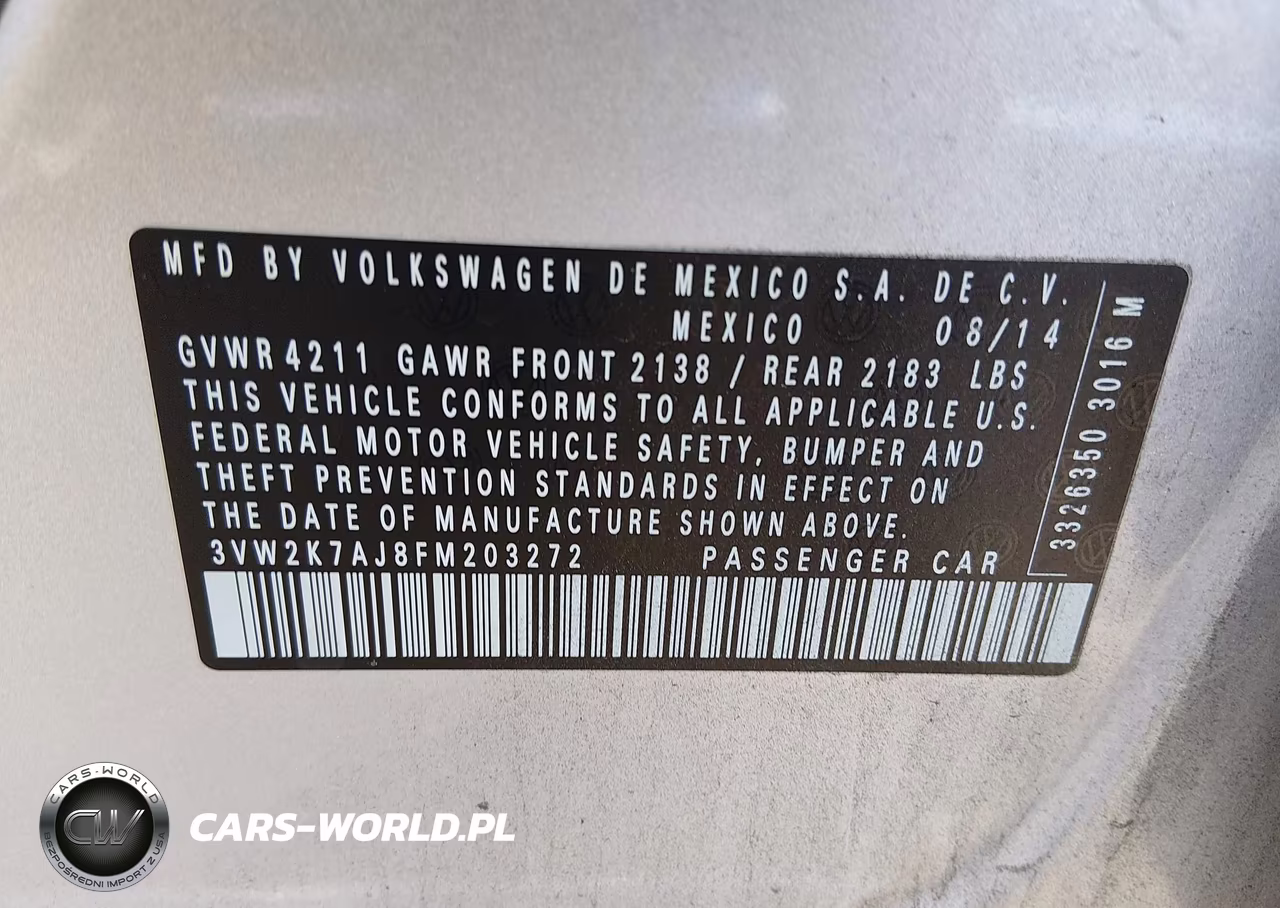 2015 Volkswagen Jetta 2.0L S VIN:3VW2K7AJ8FM203272 - 9