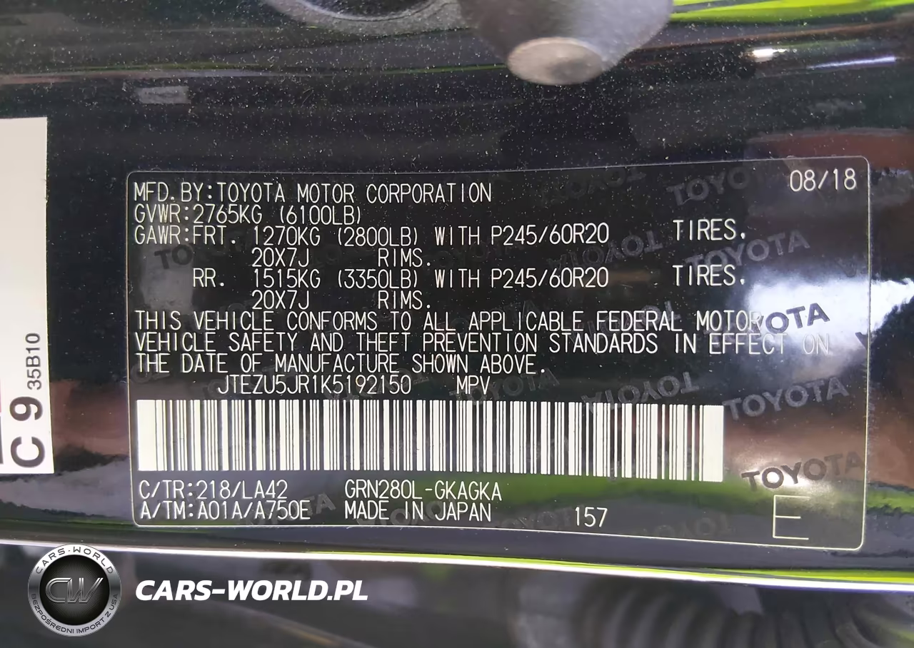 2019 Toyota 4Runner Limited VIN:JTEZU5JR1K5192150 - 9
