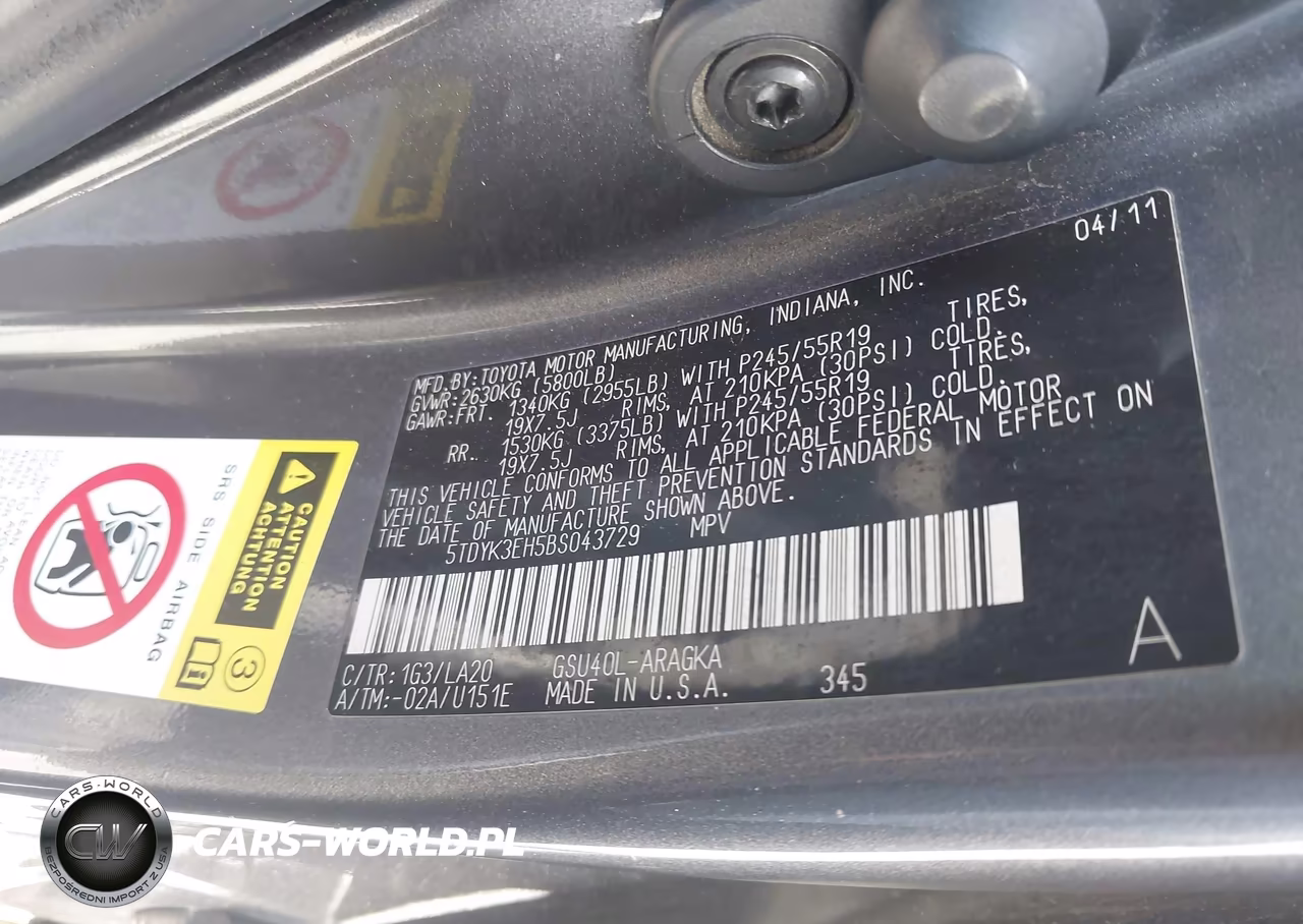 2011 Toyota Highlander Limited V6 VIN:5TDYK3EH5BS043729 - 9