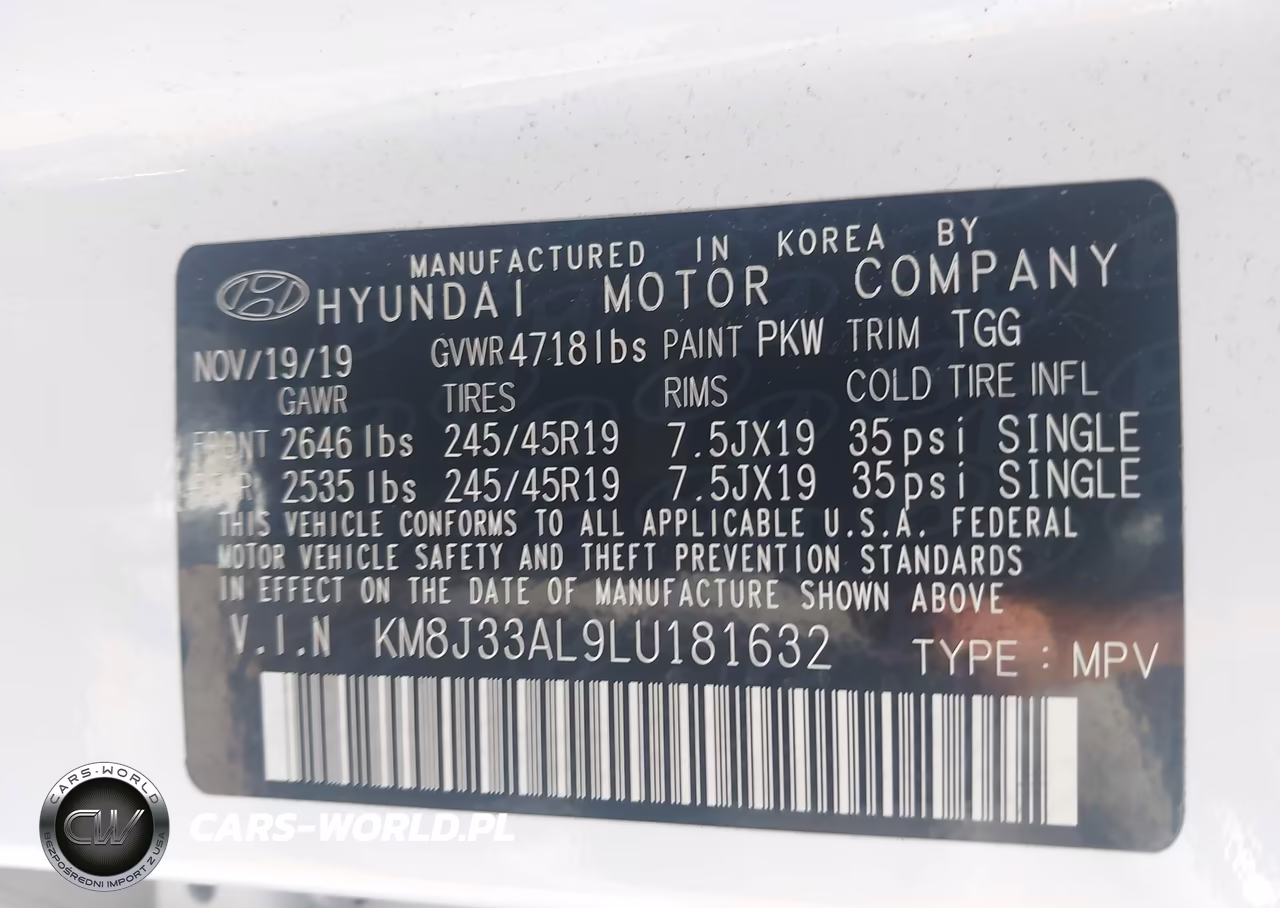 2020 Hyundai Tucson Sport VIN:KM8J33AL9LU181632 - 9