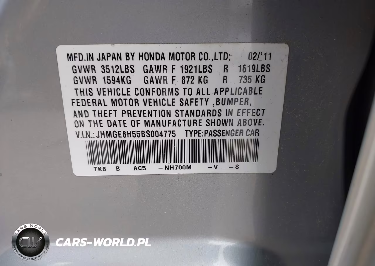 2011 Honda Fit Sport VIN:JHMGE8H55BS004775 - 9