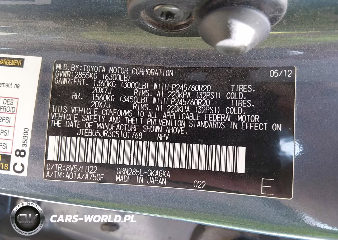 2012 Toyota 4Runner Limited VIN:JTEBU5JR3C5101768 - 9