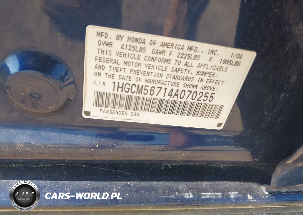 2004 Honda Accord 2.4 Ex VIN:1HGCM56714A070255 - 9