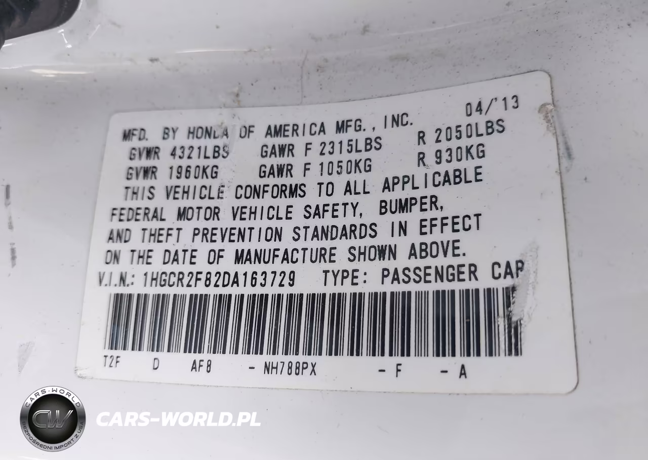 2013 Honda Accord Ex-L VIN:1HGCR2F82DA163729 - 9