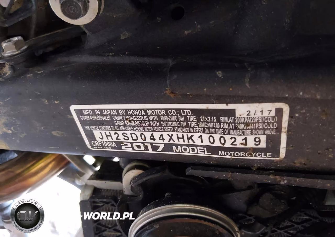 2017 Honda Crf1000 VIN:JH2SD044XHK100219 - 10