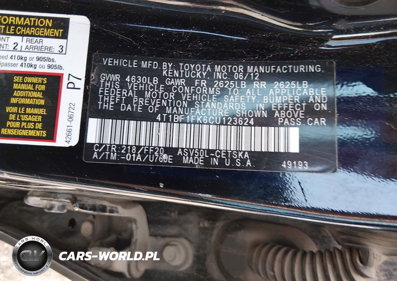 2012 Toyota Camry Se VIN:4T1BF1FK6CU123624 - 9