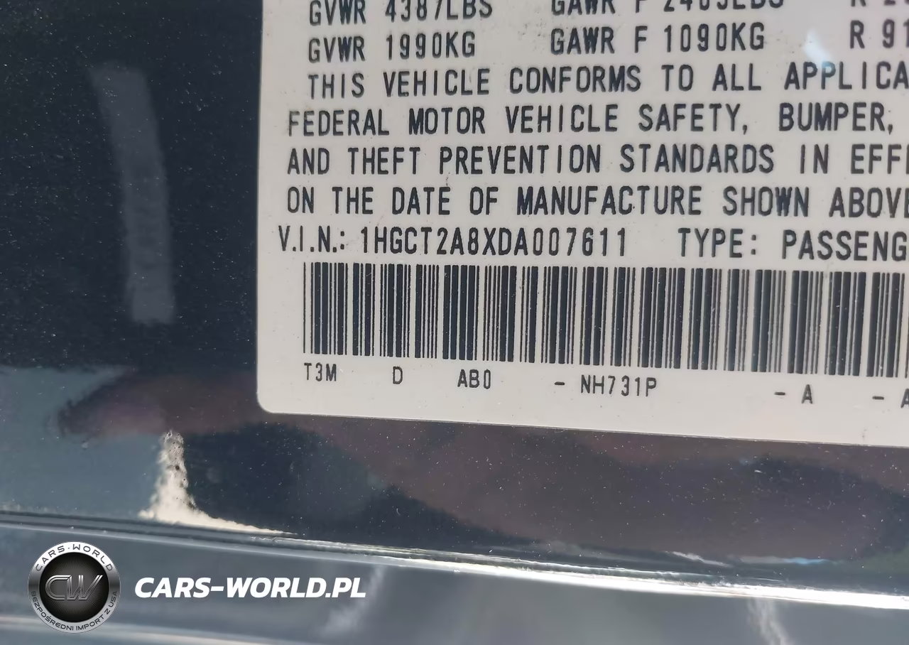 2013 Honda Accord Ex-L V-6 VIN:1HGCT2A8XDA007611 - 9