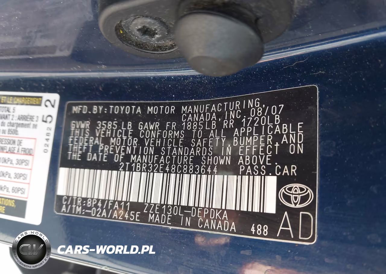 2008 Toyota Corolla Ce-Le-S VIN:2T1BR32E48C883644 - 9