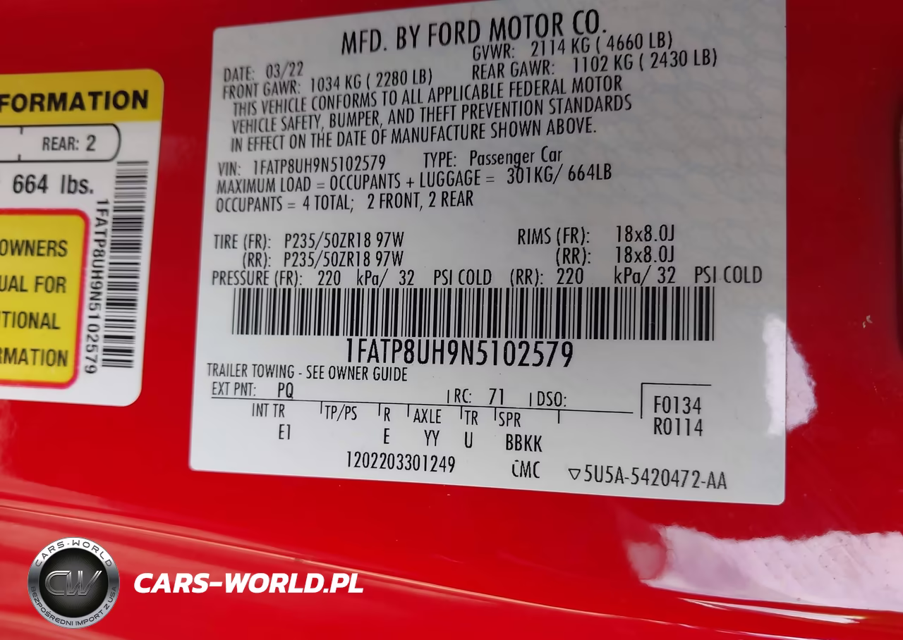 2022 Ford Mustang Ecoboost Premium VIN:1FATP8UH9N5102579 - 9