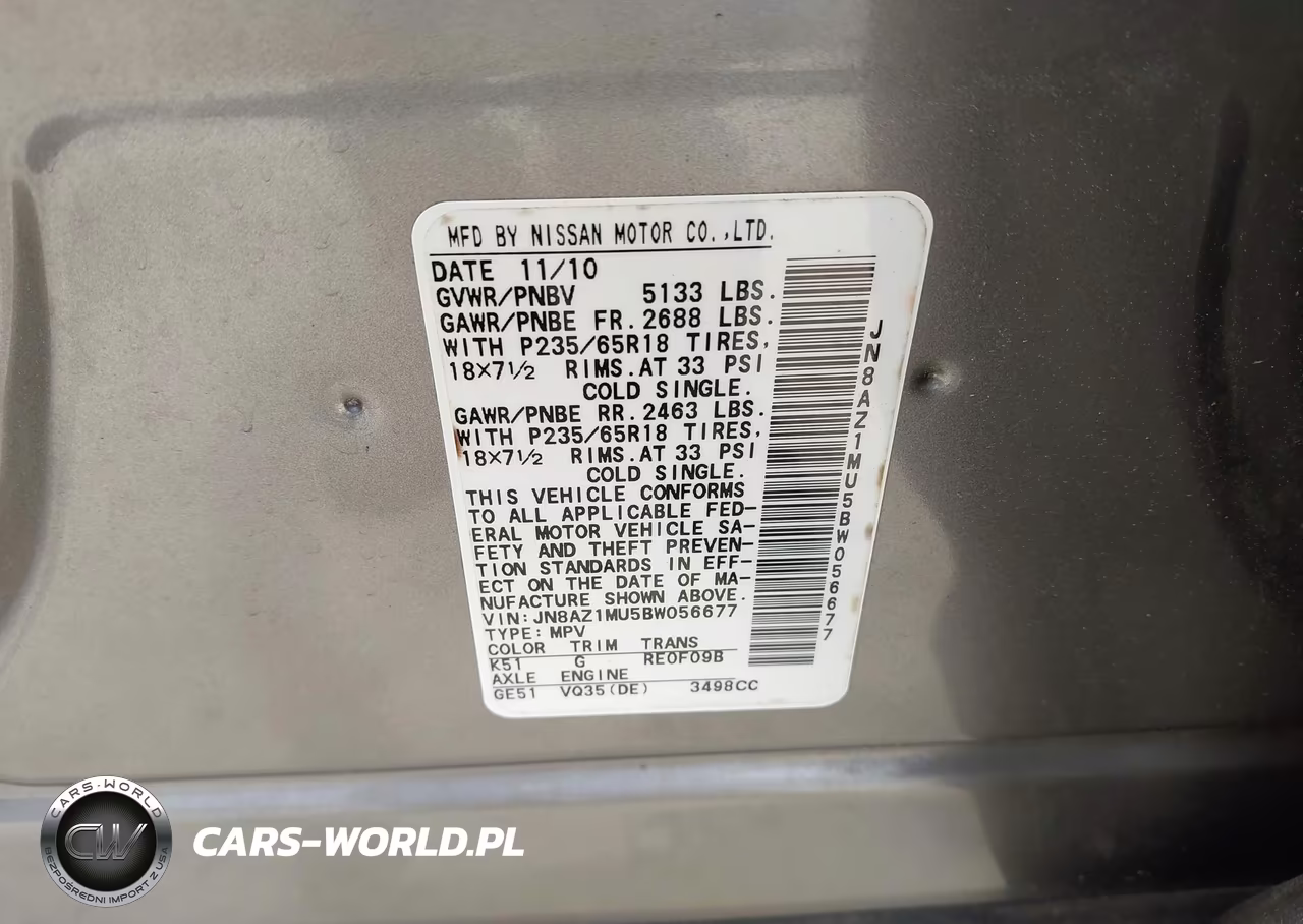 2011 Nissan Murano S VIN:JN8AZ1MU5BW056677 - 9