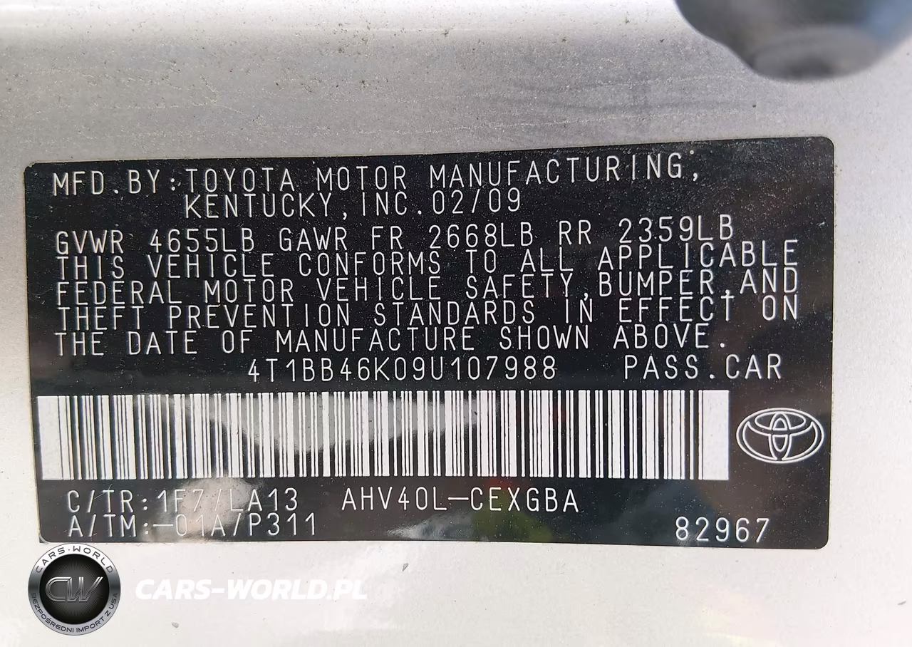2009 Toyota Camry Hybrid VIN:4T1BB46K09U107988 - 9