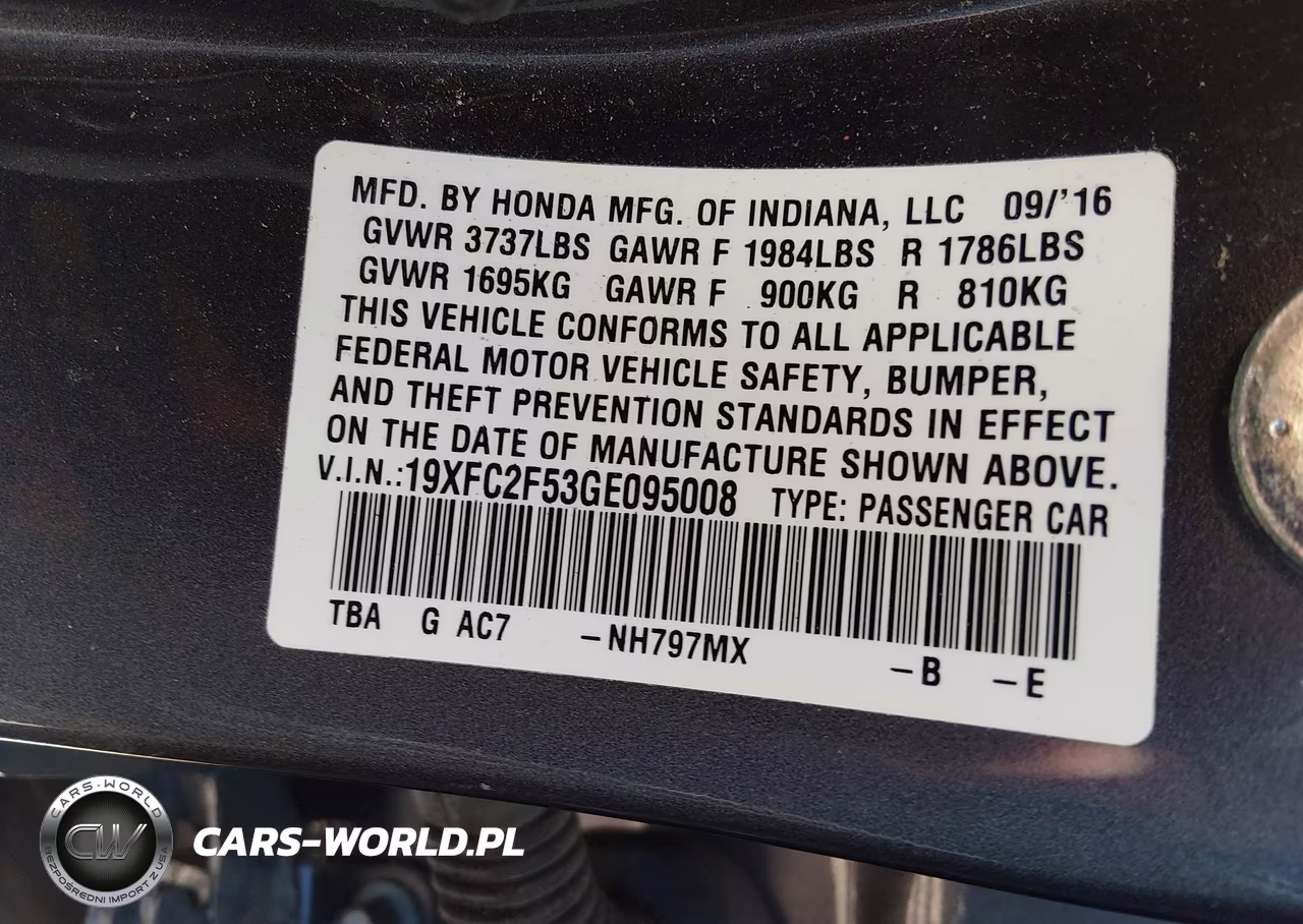 2016 Honda Civic Lx VIN:19XFC2F53GE095008 - 9