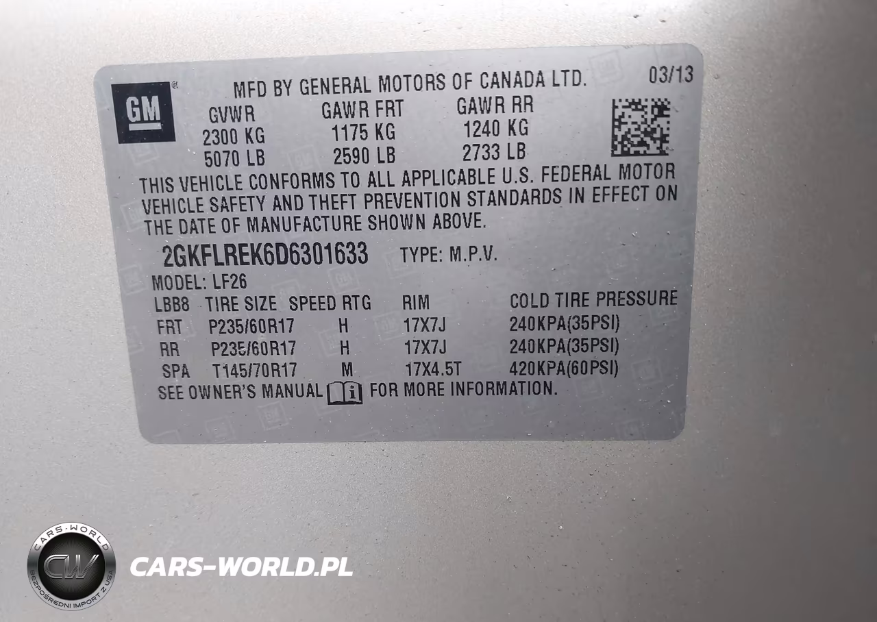 2013 GMC Terrain Sle VIN:2GKFLREK6D6301633 - 9