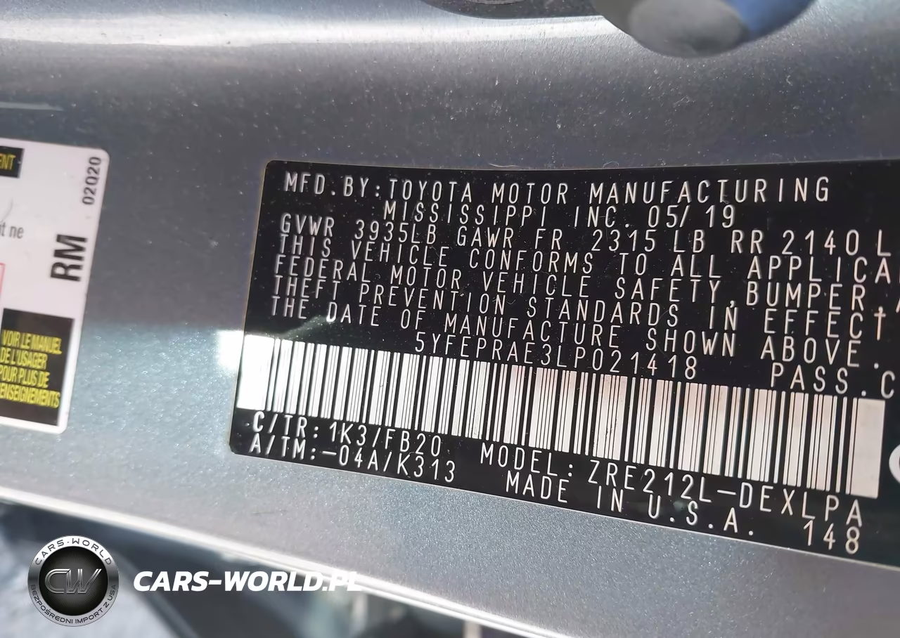 2020 Toyota Corolla Le VIN:5YFEPRAE3LP021418 - 9