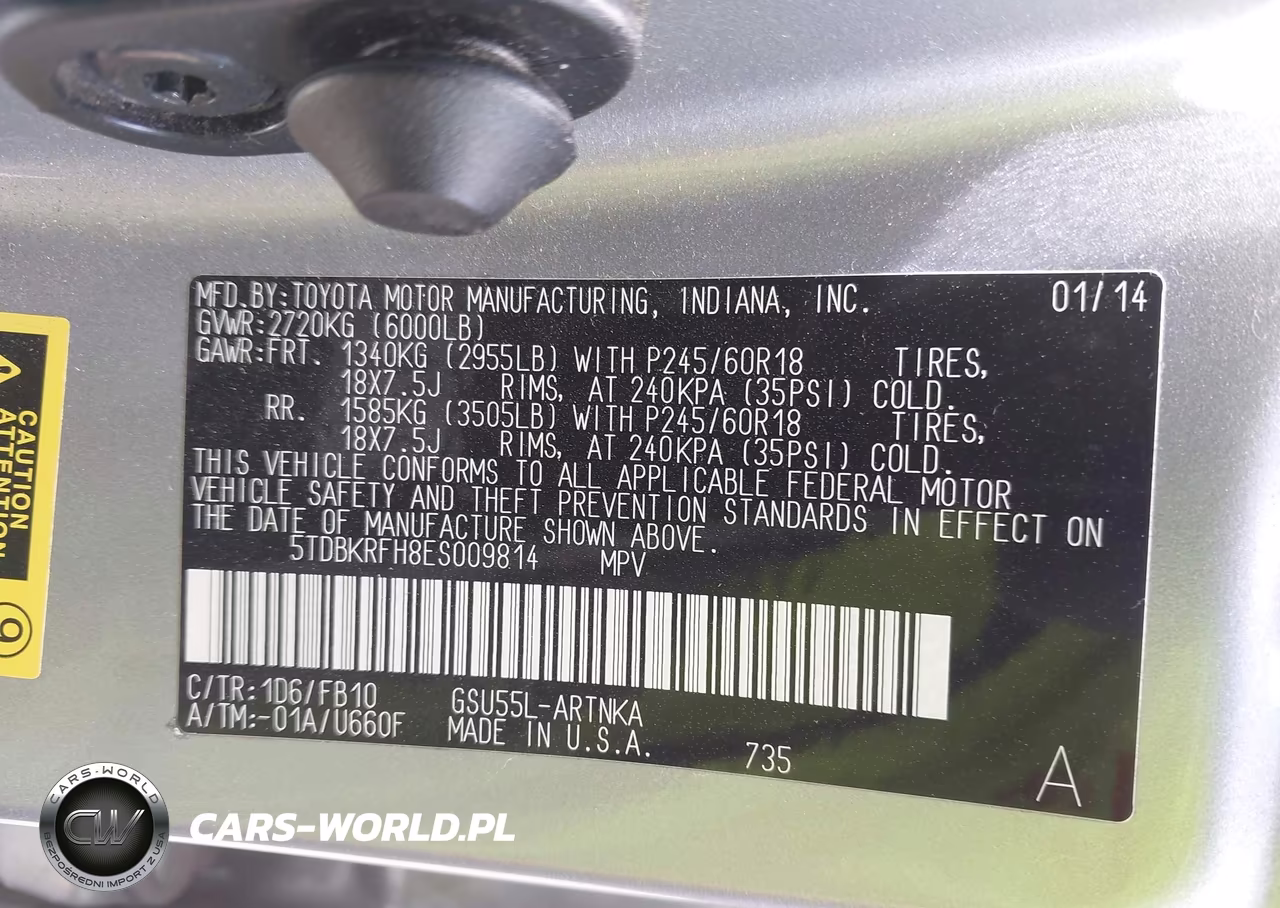 2014 Toyota Highlander Le V6 VIN:5TDBKRFH8ES009814 - 9