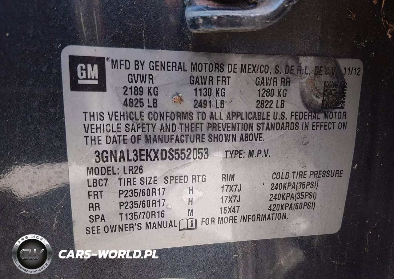 2013 Chevrolet Captiva Sport Lt VIN:3GNAL3EKXDS552053 - 9