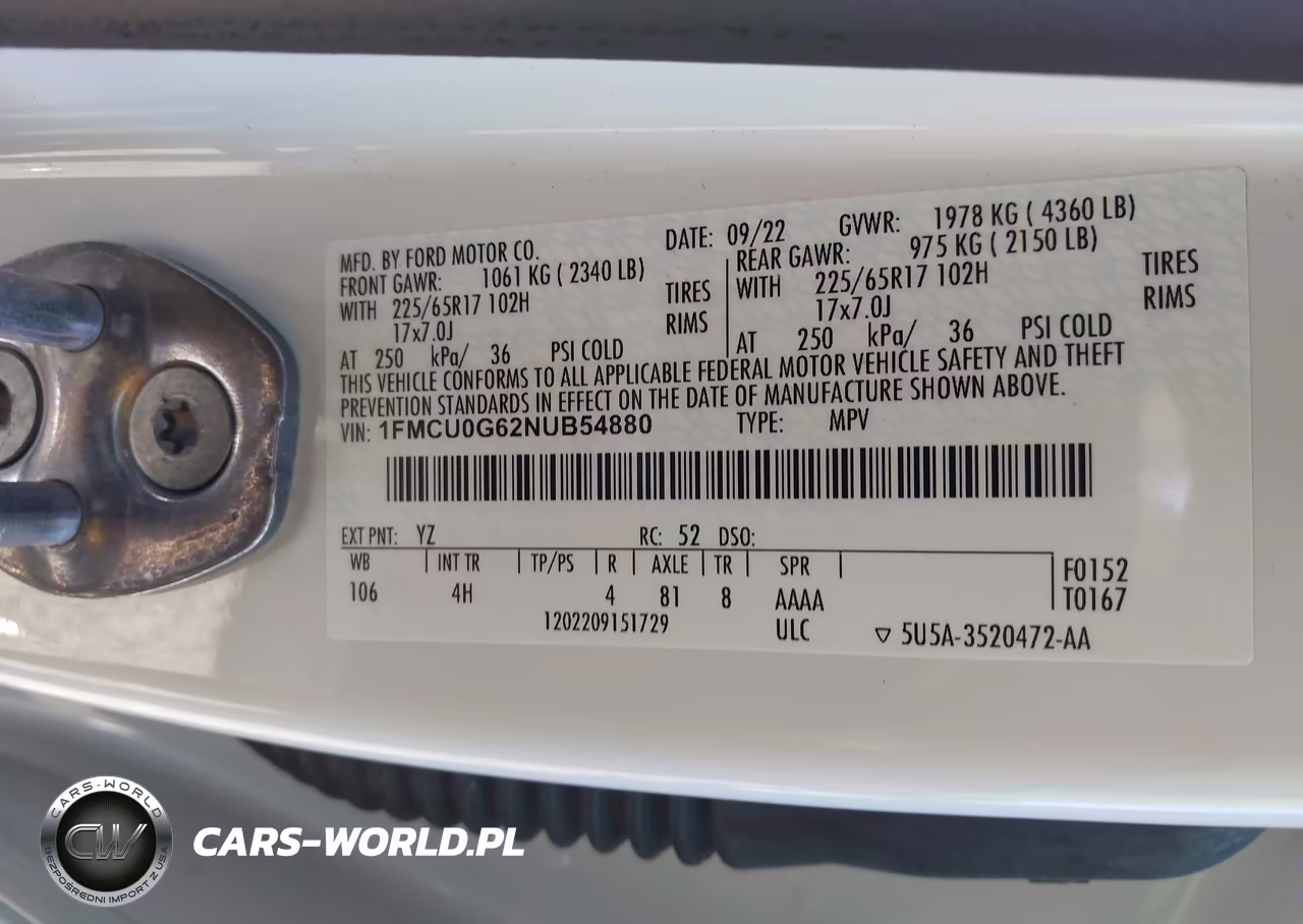 2022 Ford Escape Se VIN:1FMCU0G62NUB54880 - 9