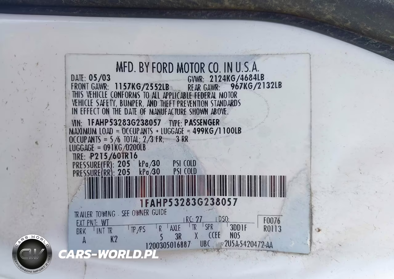 2003 Ford Taurus Se VIN:1FAHP53283G238057 - 9
