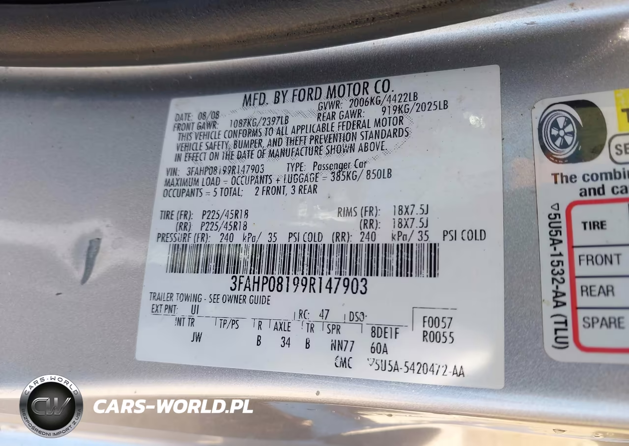 2009 Ford Fusion Sel VIN:3FAHP08199R147903 - 9