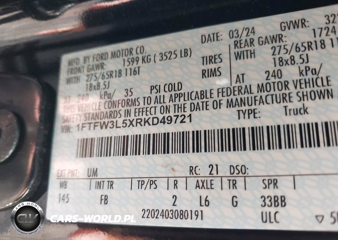 2024 Ford F-150 Xlt VIN:1FTFW3L5XRKD49721 - 9