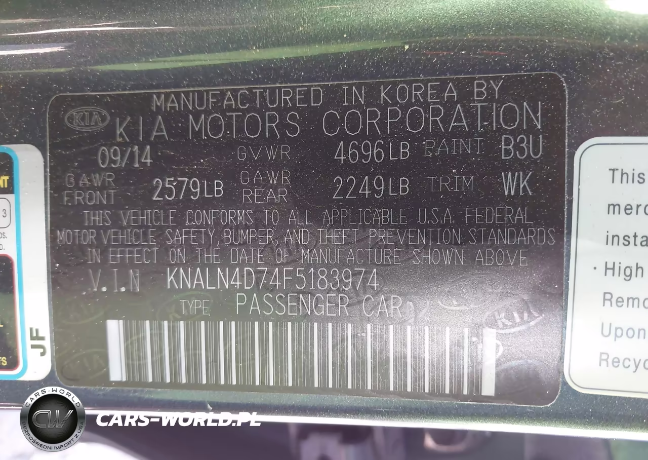 2015 Kia Cadenza Limited VIN:KNALN4D74F5183974 - 9