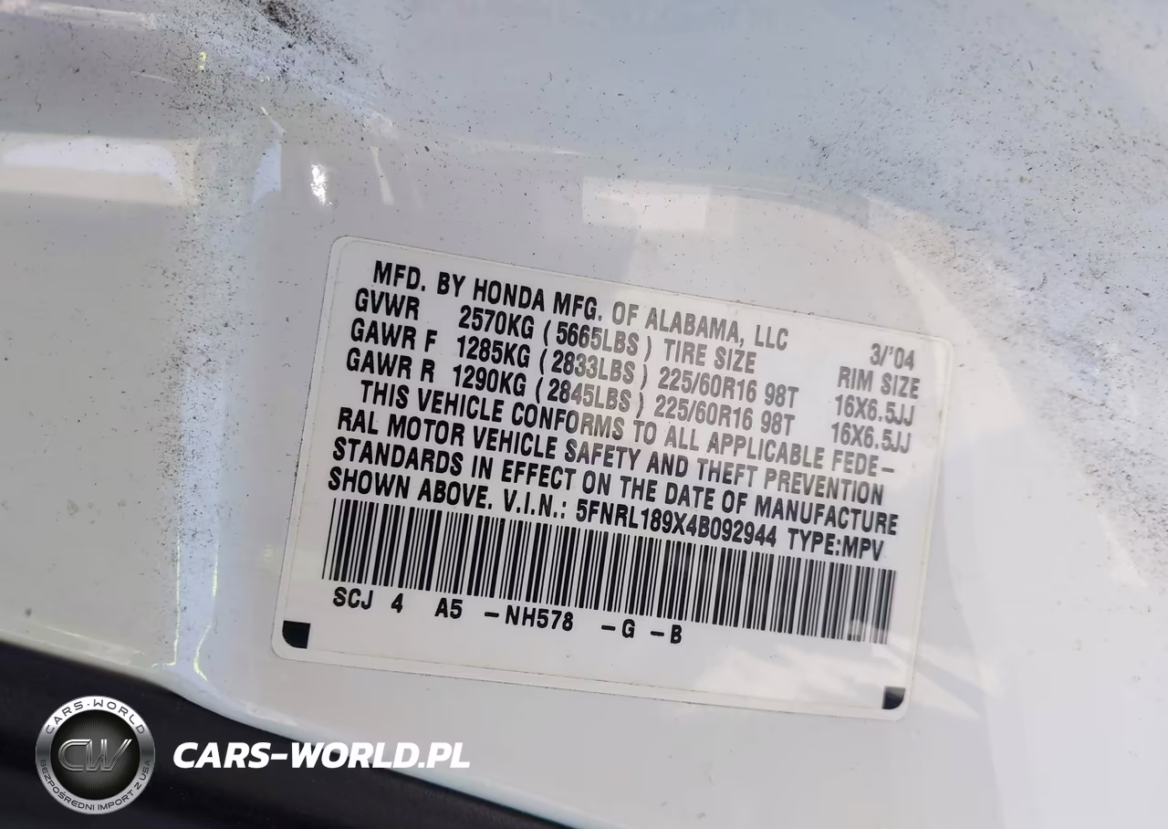 2004 Honda Odyssey Ex-L VIN:5FNRL189X4B092944 - 9