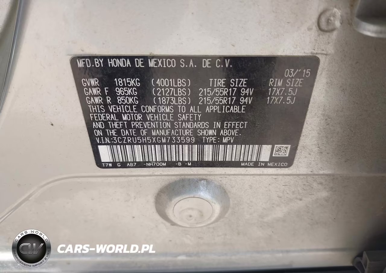 2016 Honda Hr-V Ex VIN:3CZRU5H5XGM733599 - 9