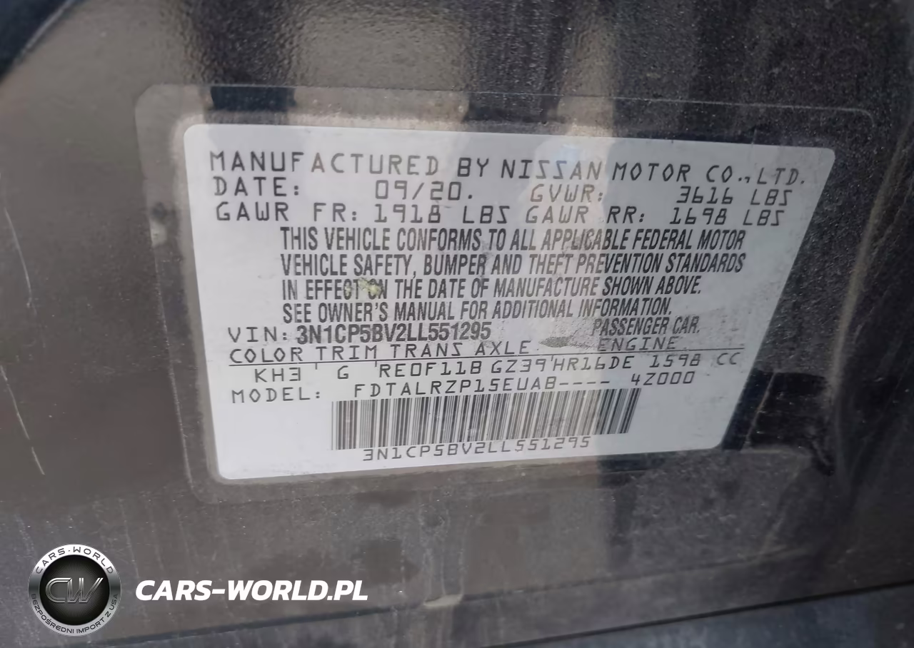 2020 Nissan Kicks S Xtronic Cvt VIN:3N1CP5BV2LL551295 - 9