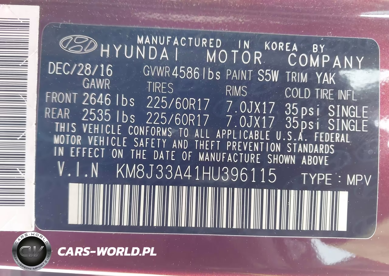 2017 Hyundai Tucson Se VIN:KM8J33A41HU396115 - 9