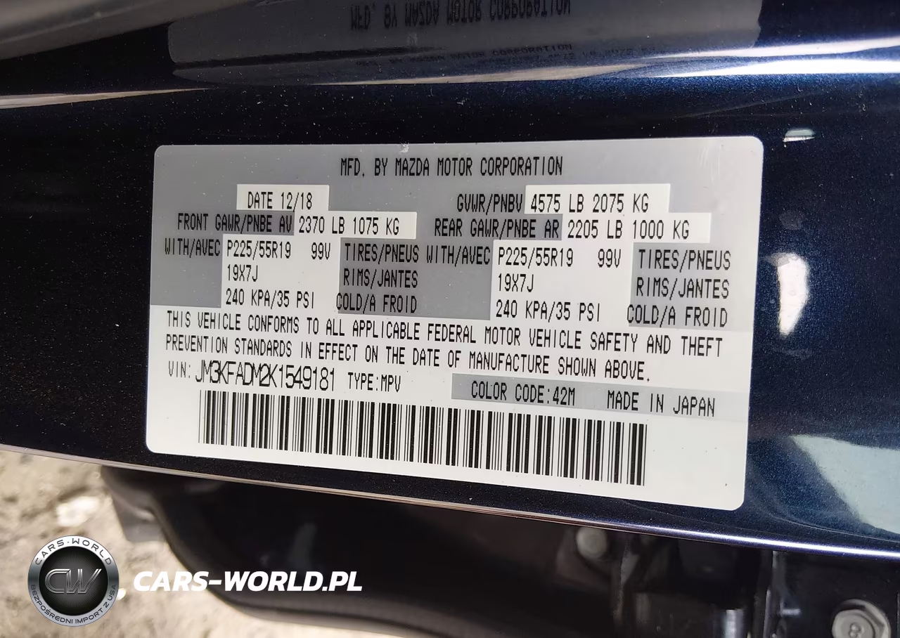 2019 Mazda Cx-5 Grand Touring VIN:JM3KFADM2K1549181 - 9