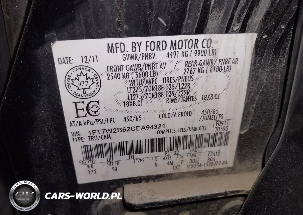 2012 Ford F-250 Lariat VIN:1FT7W2B62CEA94321 - 9