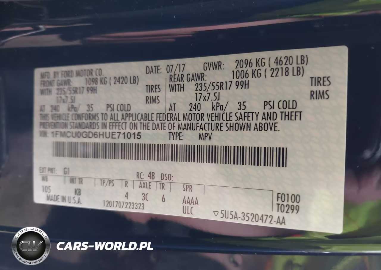 2017 Ford Escape Se VIN:1FMCU0GD6HUE71015 - 9