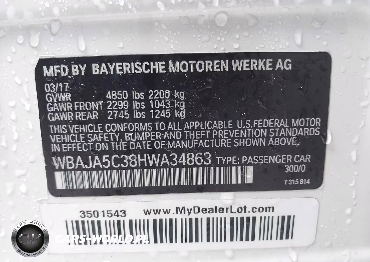 2017 BMW 530I VIN:WBAJA5C38HWA34863 - 9