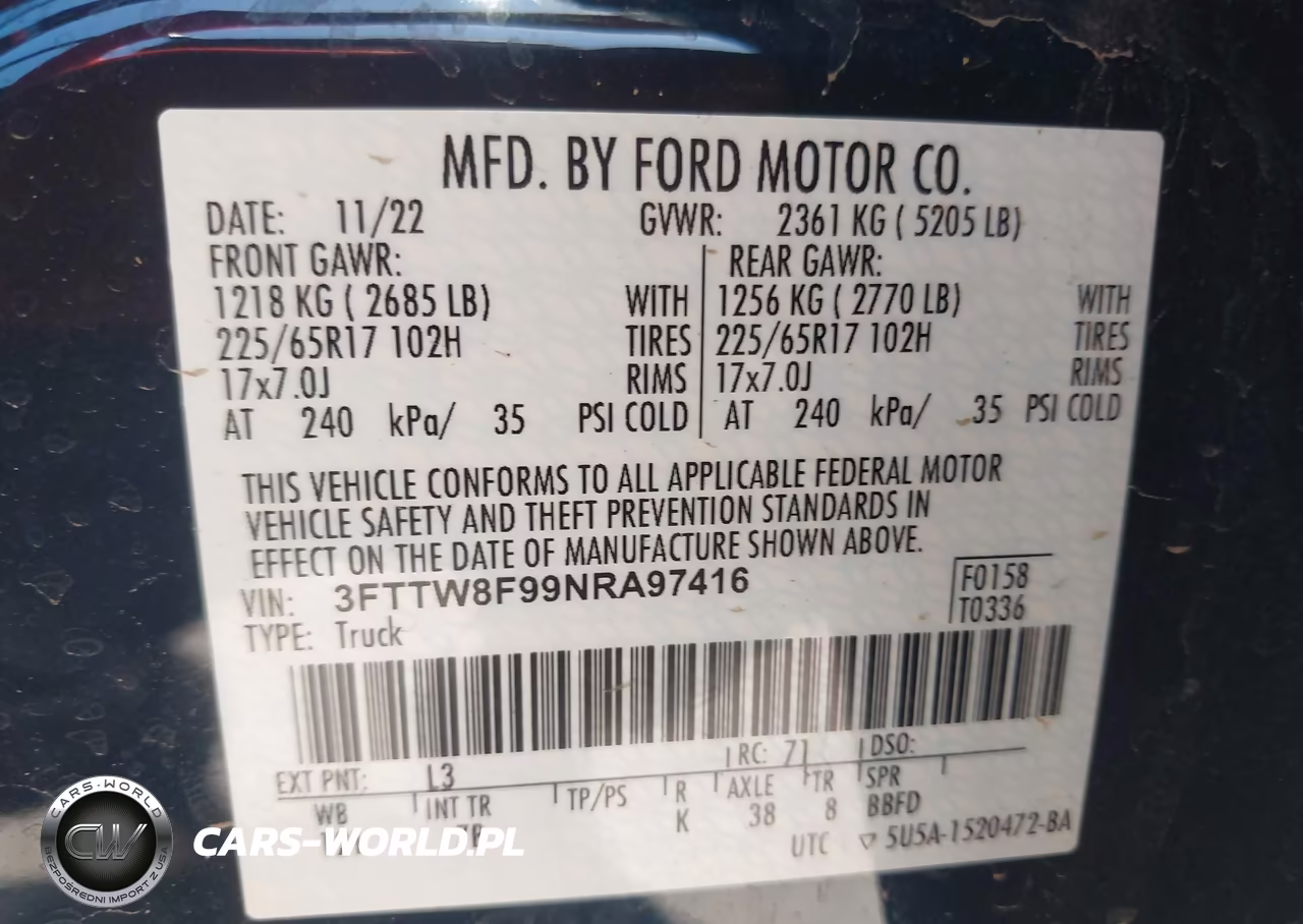 2022 Ford Maverick Xlt VIN:3FTTW8F99NRA97416 - 9