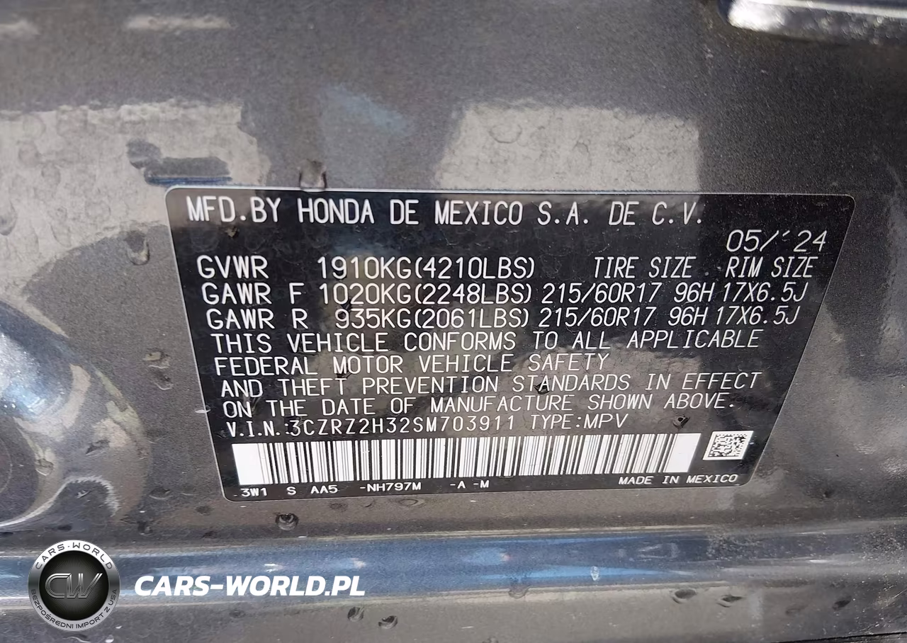 2025 Honda Hr-V Awd Lx VIN:3CZRZ2H32SM703911 - 9