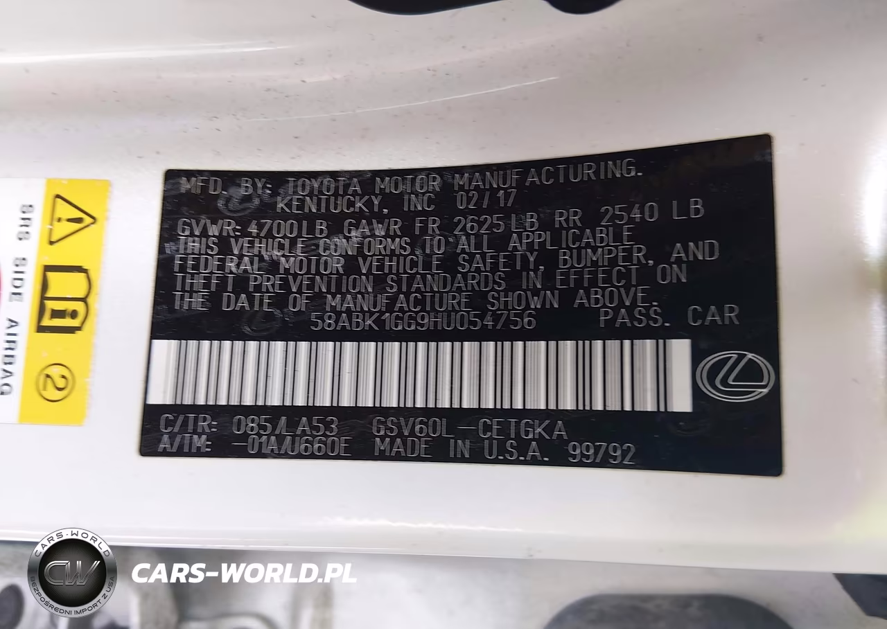 2017 Lexus Es 350 VIN:58ABK1GG9HU054756 - 9