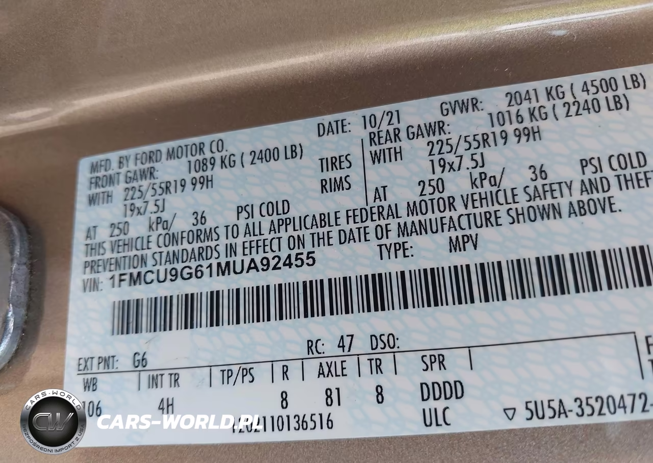 2021 Ford Escape Se VIN:1FMCU9G61MUA92455 - 9