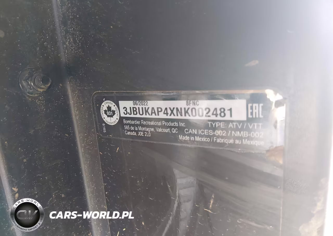 2022 Can-Am Defender Xt Hd9 VIN:3JBUKAP4XNK002481 - 10