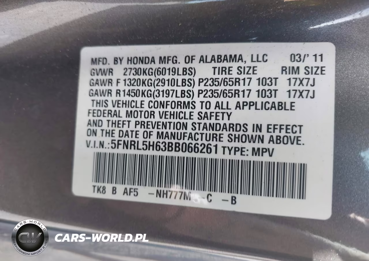2011 Honda Odyssey Ex-L VIN:5FNRL5H63BB066261 - 9