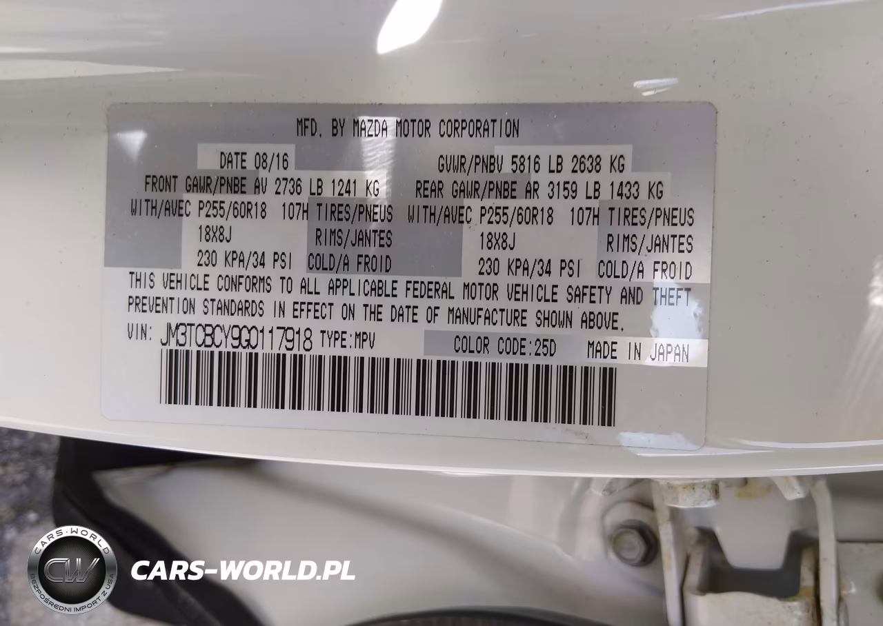 2016 Mazda Cx-9 Touring VIN:JM3TCBCY9G0117918 - 9