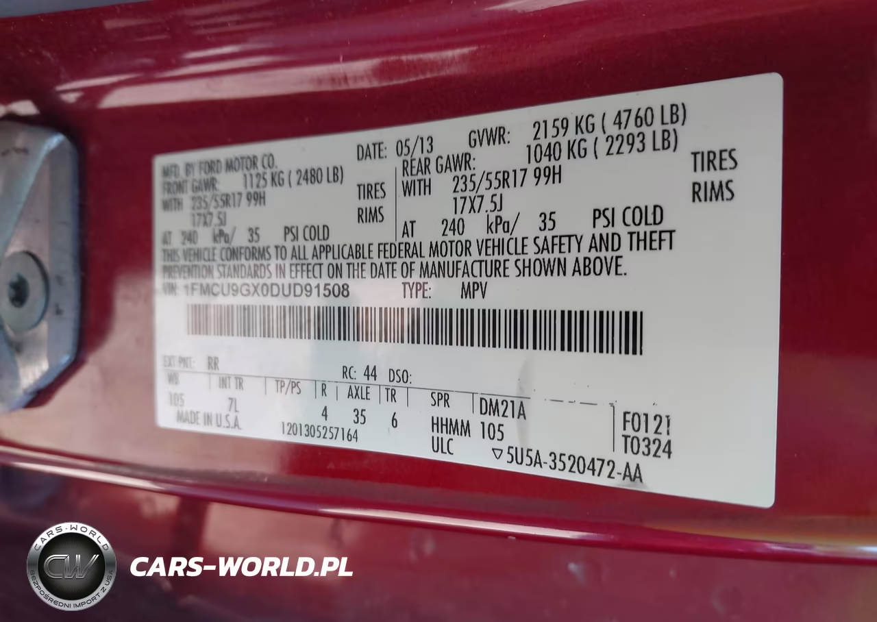 2013 Ford Escape Se VIN:1FMCU9GX0DUD91508 - 9