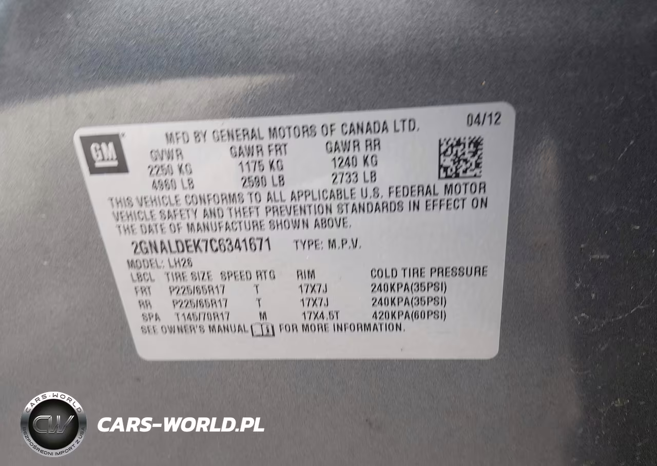 2012 Chevrolet Equinox 1Lt VIN:2GNALDEK7C6341671 - 9