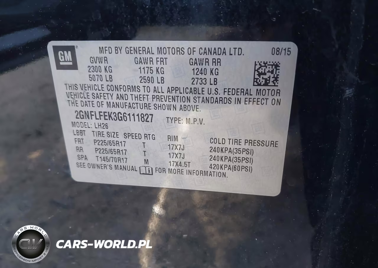 2016 Chevrolet Equinox Lt VIN:2GNFLFEK3G6111827 - 9