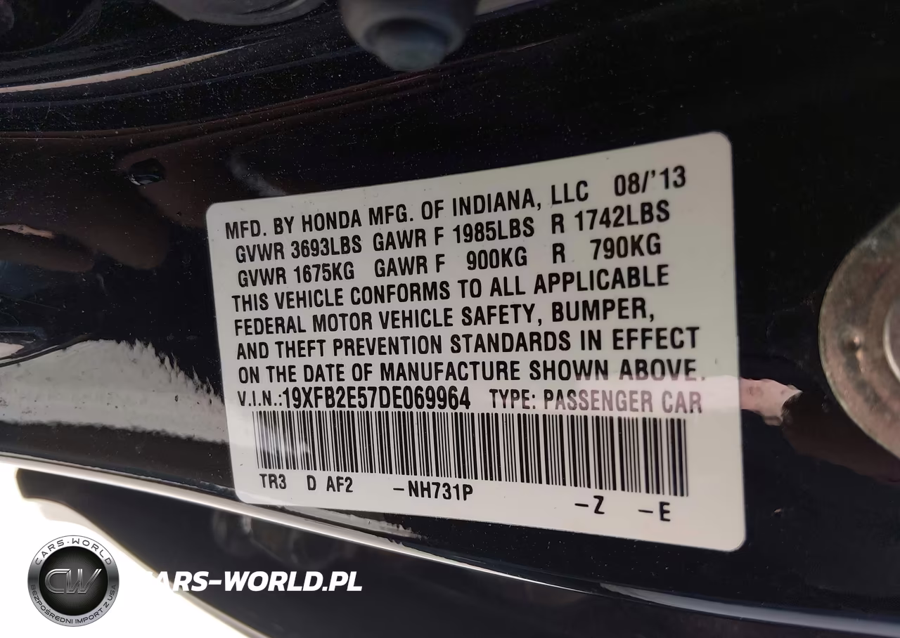 2013 Honda Civic Lx VIN:19XFB2E57DE069964 - 9