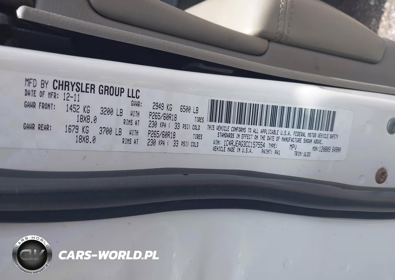 2012 Jeep Grand Cherokee Laredo VIN:1C4RJEAG3CC157554 - 9
