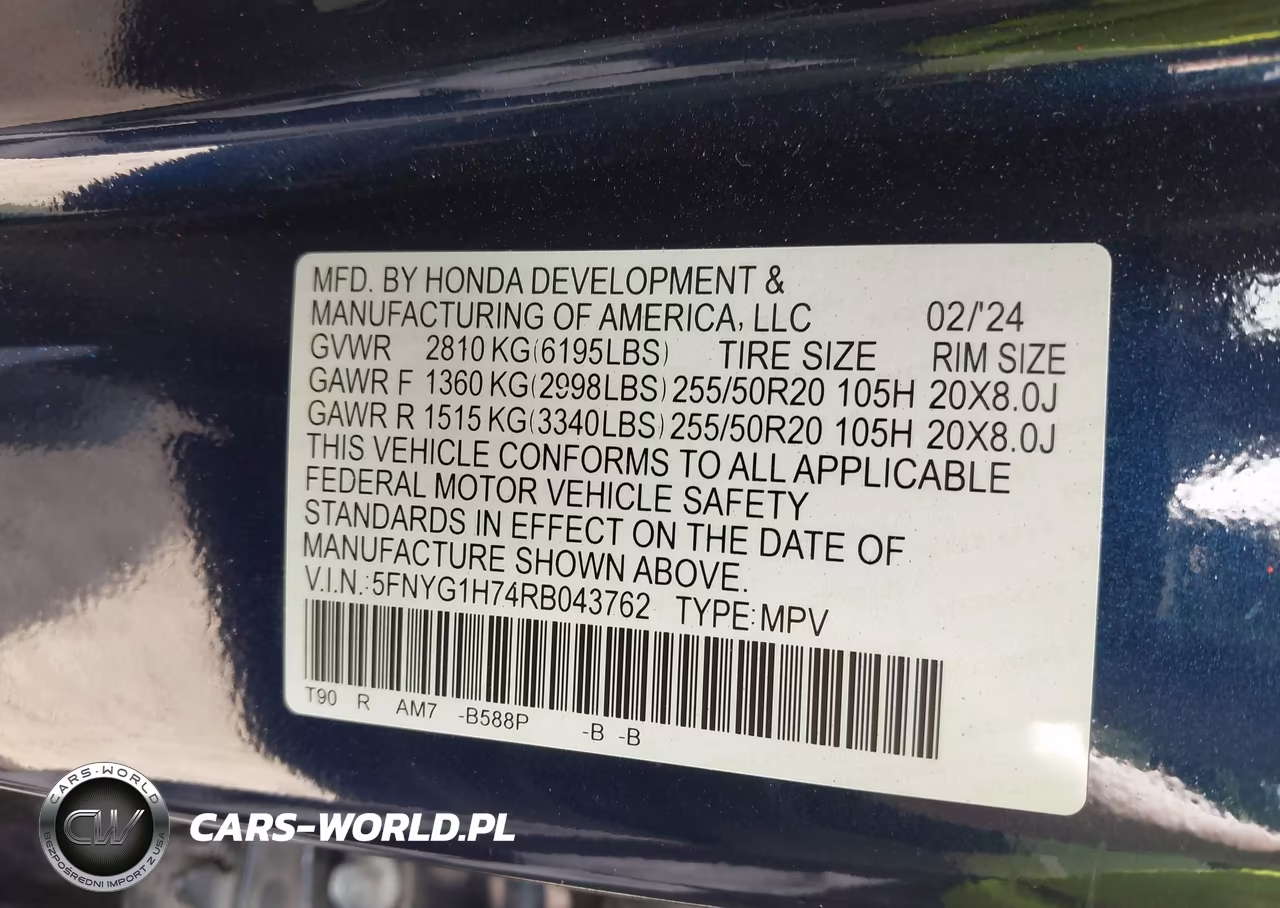 2024 Honda Pilot Touring VIN:5FNYG1H74RB043762 - 9
