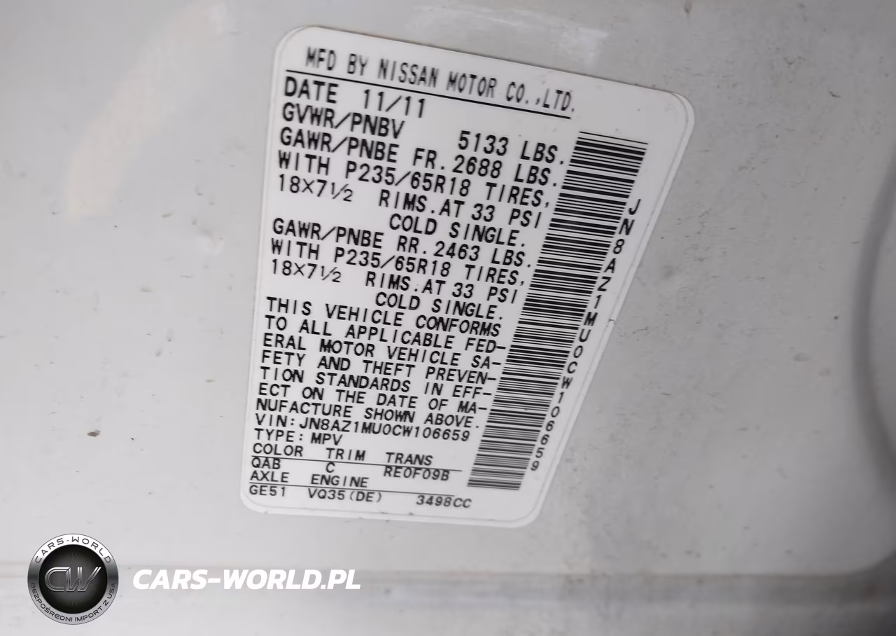 2012 Nissan Murano Sl VIN:JN8AZ1MU0CW106659 - 9