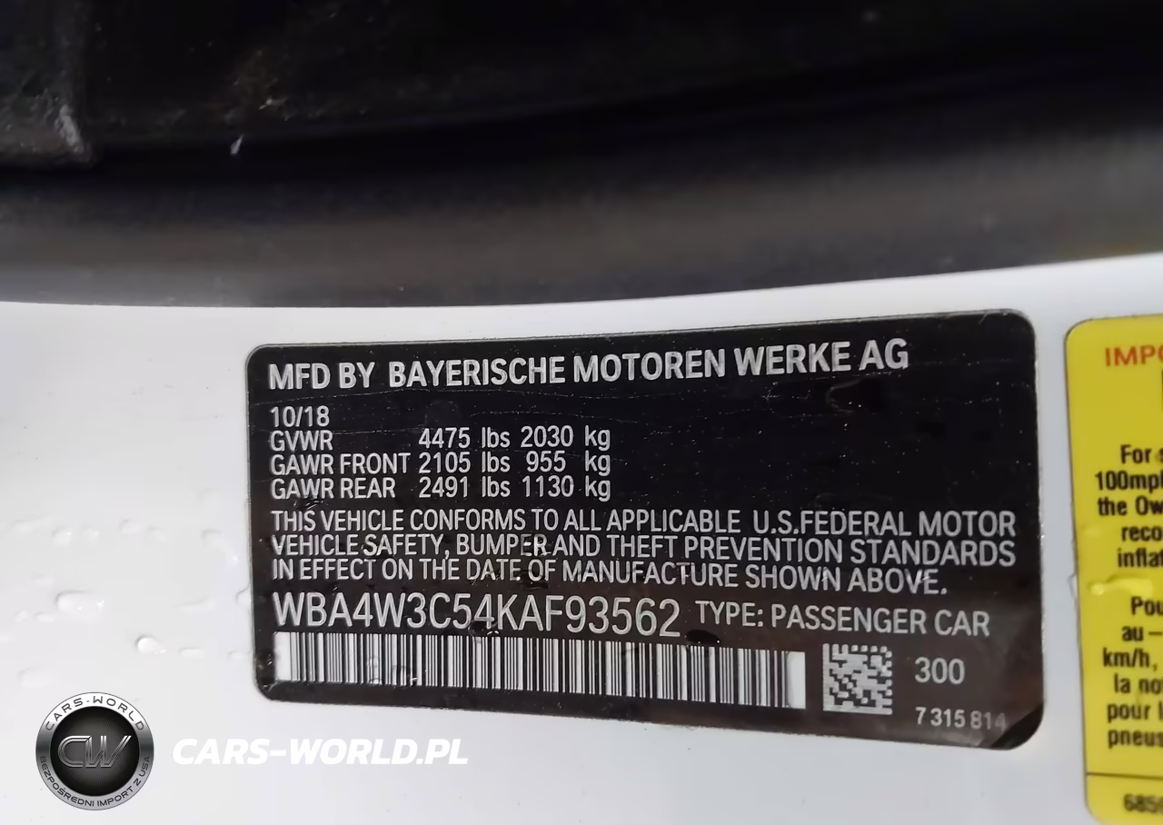 2019 BMW 430I VIN:WBA4W3C54KAF93562 - 9