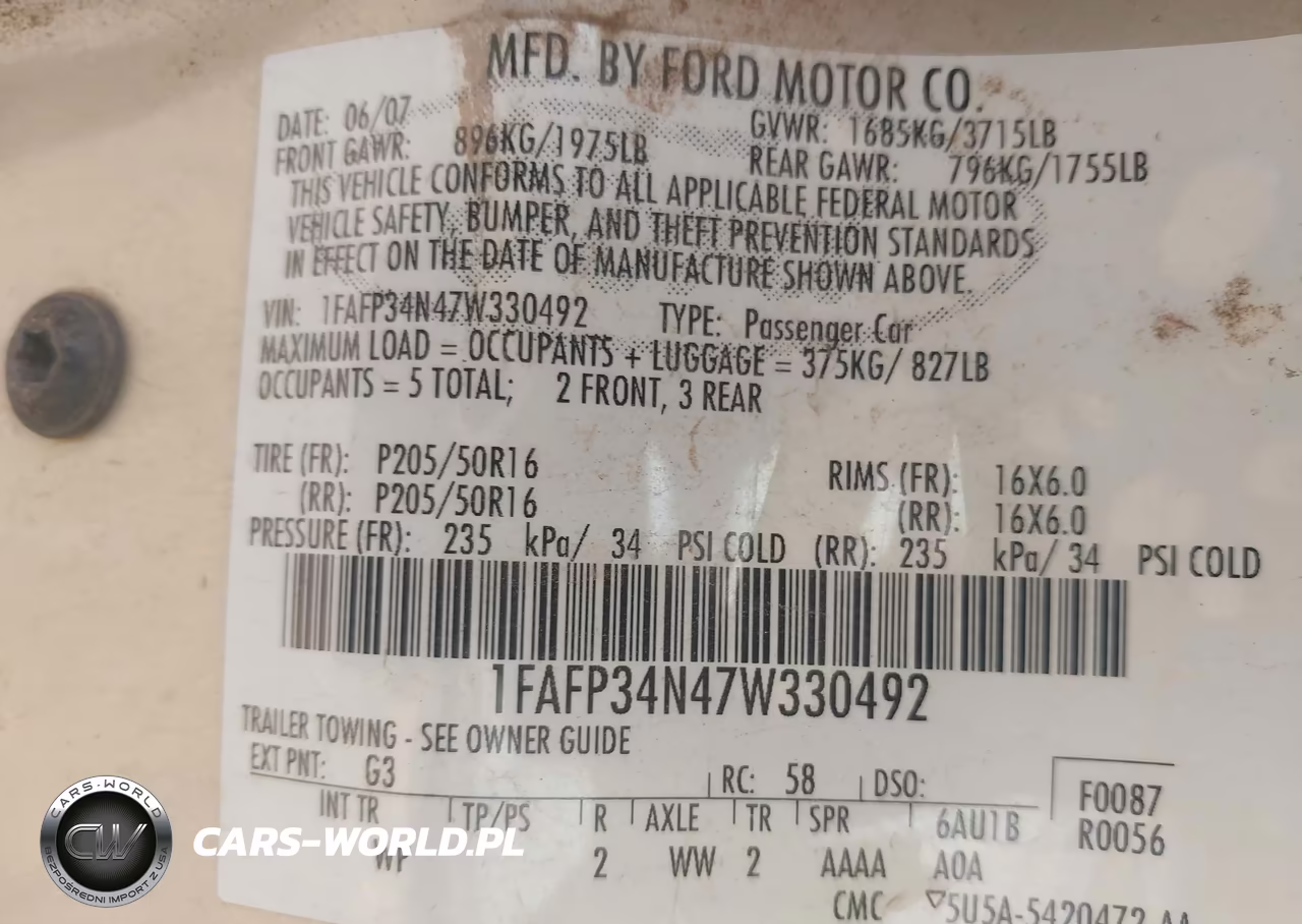 2007 Ford Focus S-Se-Ses VIN:1FAFP34N47W330492 - 9